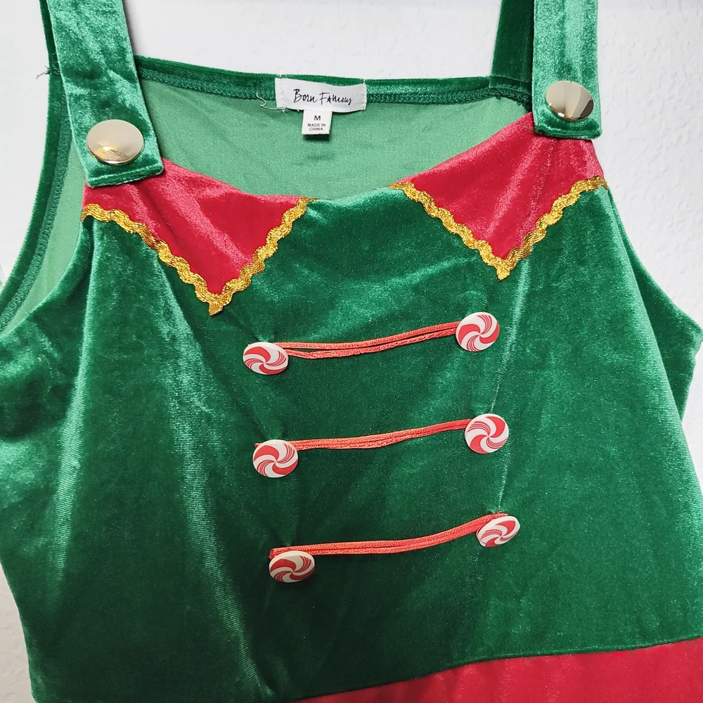 Kids Green and Red Elf Costume